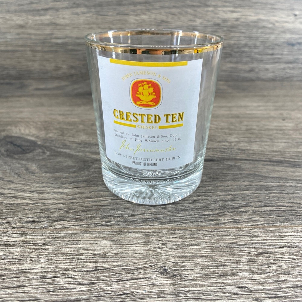 Crested Ten Whiskey‎ Ireland Shot Glass Clear Gold Rim